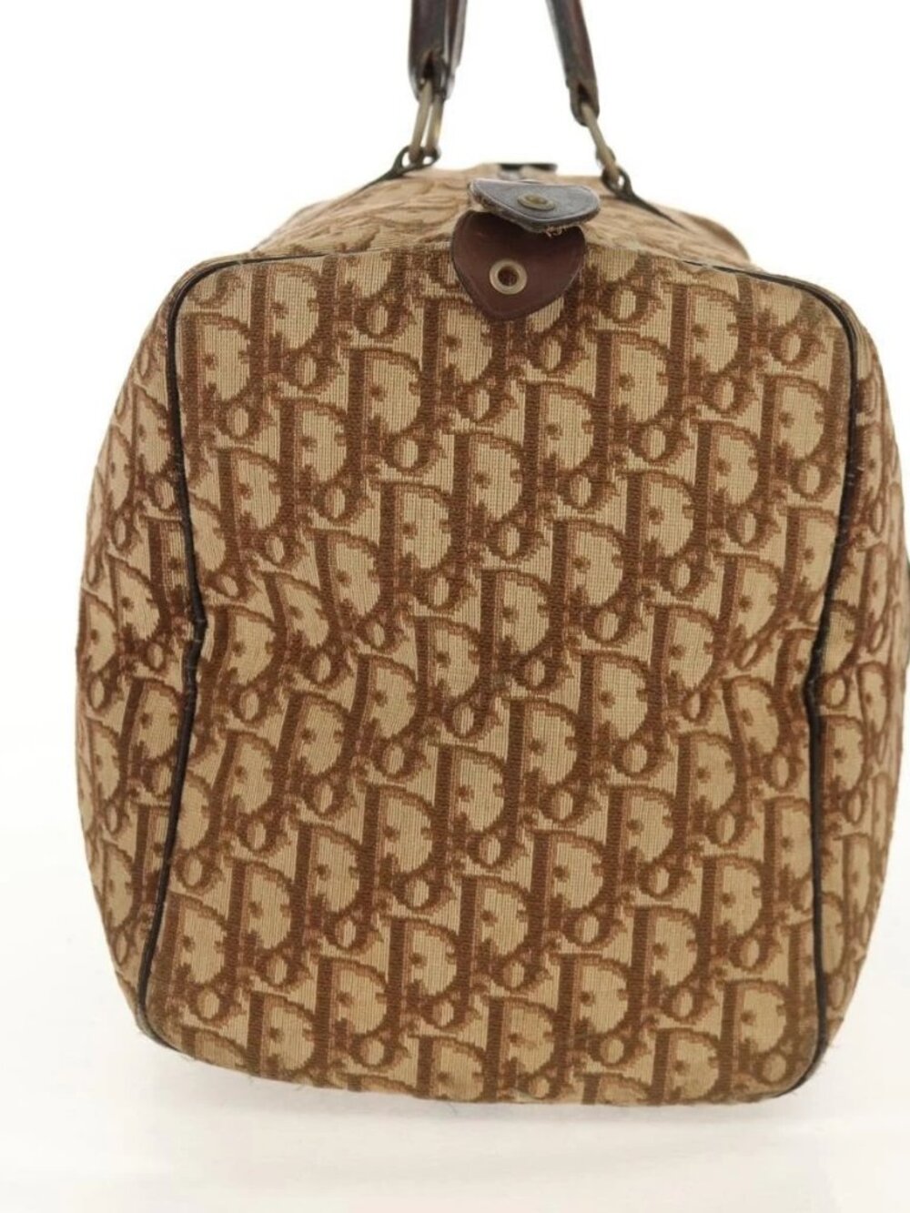 Christian Dior Trotter Canvas Boston Bag Beige Gold Auth 157139 - Picture 6 of 16
